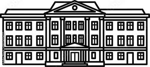 Colonial historical building facade vector illustration design element