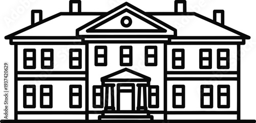 Colonial historical building facade vector illustration design element