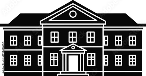 Colonial historical building facade vector illustration design element