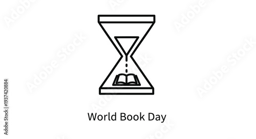 Vector icon of hourglass and book for World Book Day