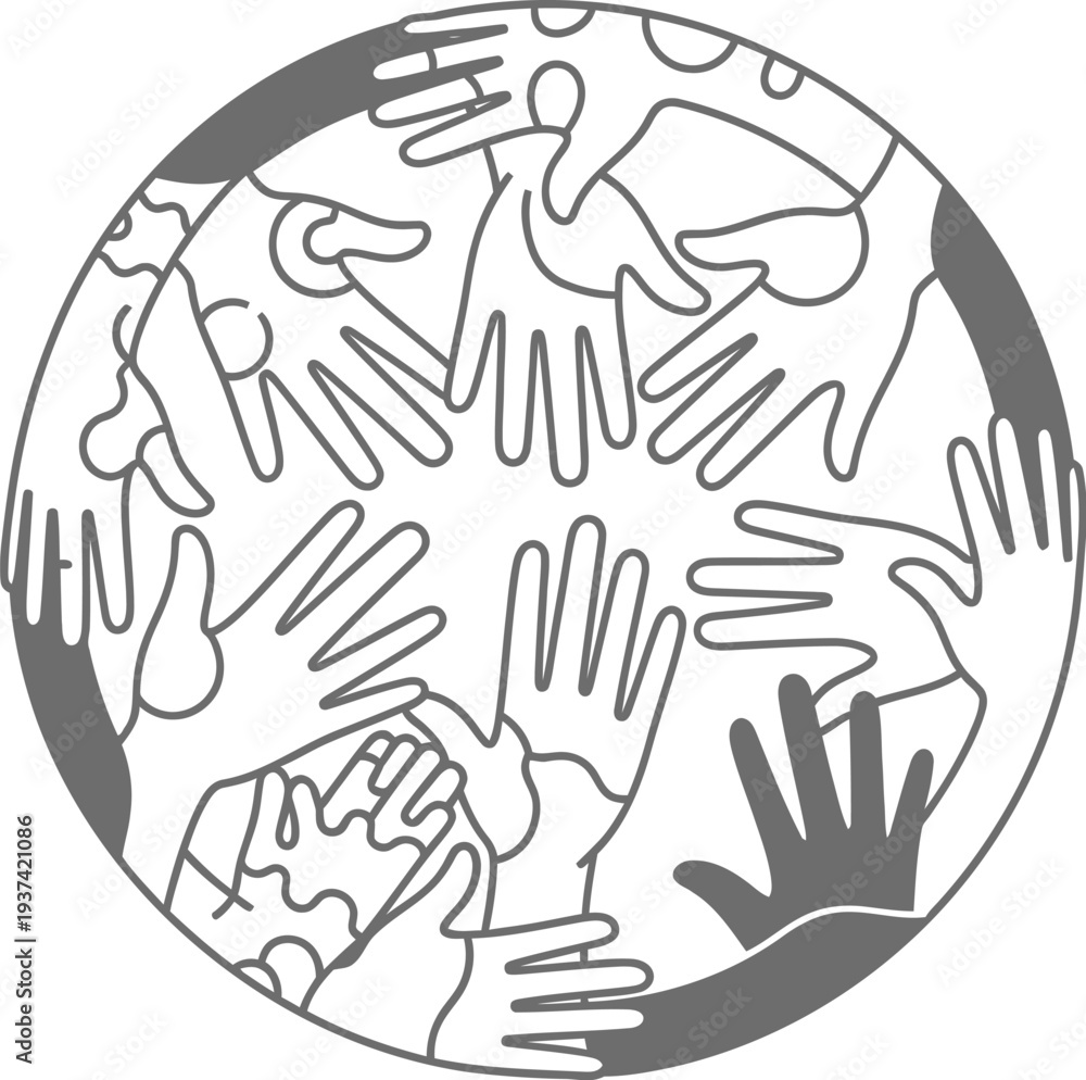 Fototapeta premium Global hands protecting world map for cultural diversity concept