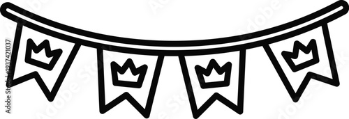 Celebration bunting with crown patterns for festive party decoration