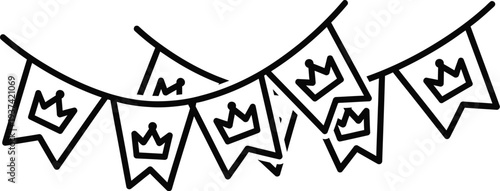 Celebration bunting with crown patterns for festive party decoration