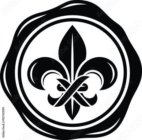 Wax seal stamp featuring a royal fleur-de-lis emblem design