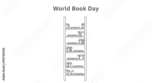 Vector illustration of bookshelf for World Book Day