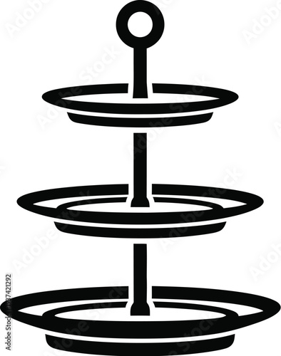 Afternoon tea tiered stand with cakes vector illustration