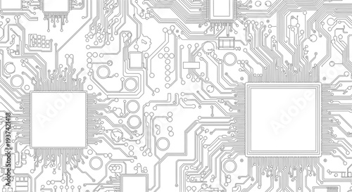 Abstract circuit board background, digital technology pattern. Intricate electronic motherboard design for computing concepts.