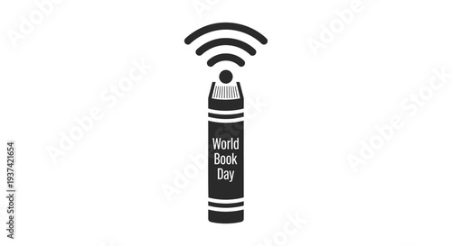 Vector icon of a book with Wi-Fi signal for World Book Day