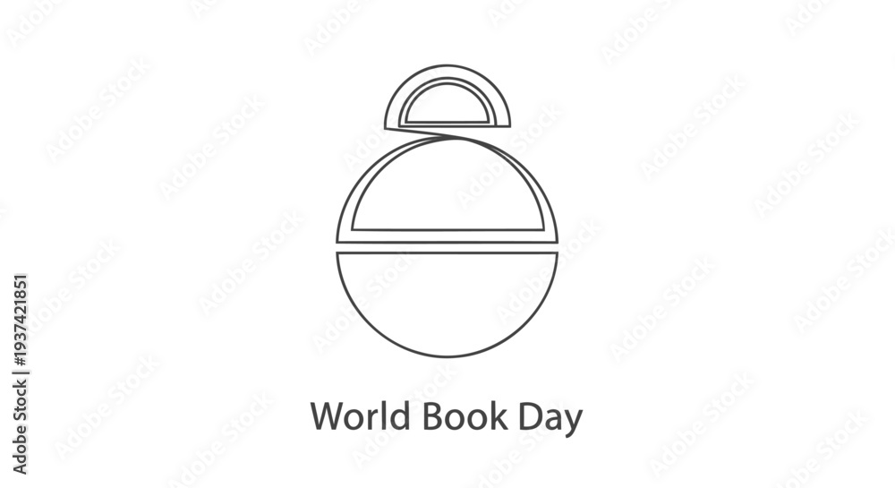 Fototapeta premium Vector illustration of open globe book for World Book Day