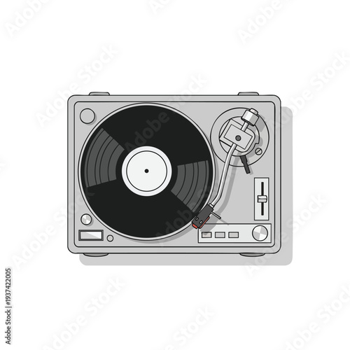 Modern Turntable with Vinyl Record for Music Enthusiasts and Audio Equipment Enthusiasts