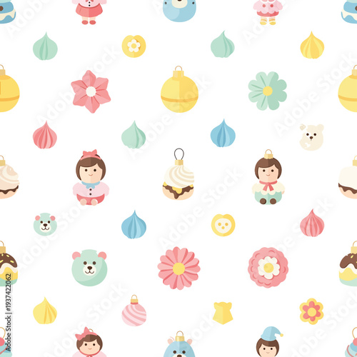 Colorful Cartoon Characters and Pastries Display.