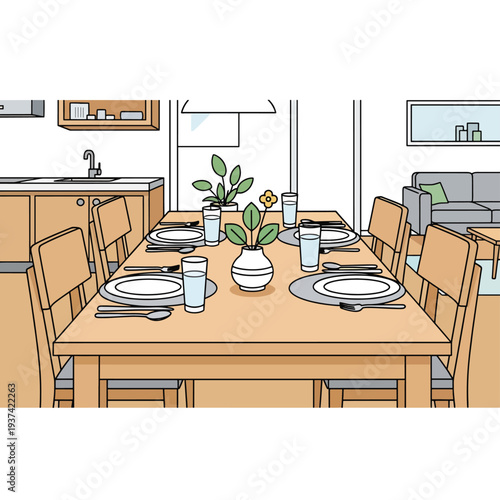 Dining Table Set with Chairs and Decor.