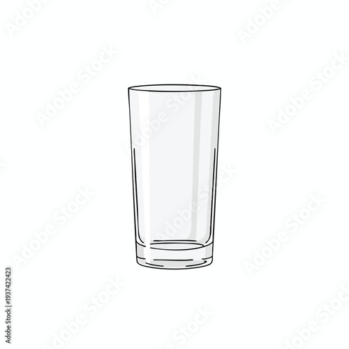 Empty Tall Clear Glass for Beverages on White Background