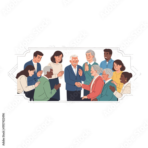 Group of People Standing Together Socializing.