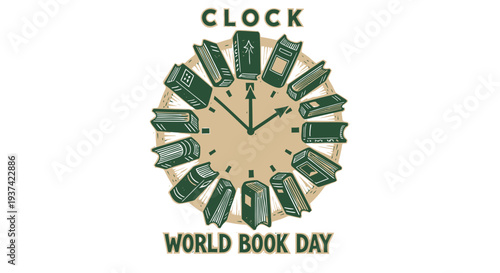 Vector illustration of clock made of money bills for World Book Day