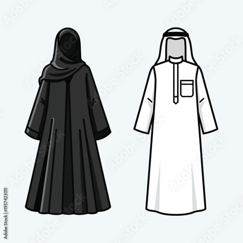 Traditional Arabic Clothing for Men and Women.