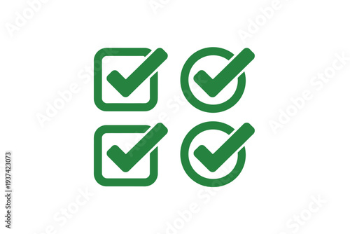 Green checkmark icons on white