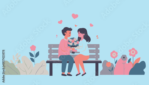 Couple sitting on a bench together with a baby.