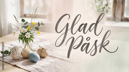 Swedish Easter Greeting with Elegant “Glad Påsk” Lettering