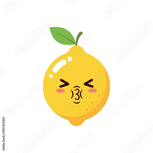 Cute sour lemon cartoon vector illustration. Funny yellow fruit character mascot.