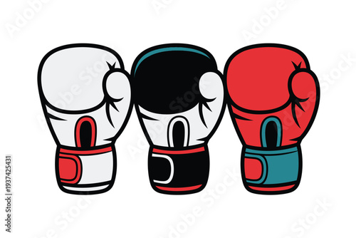 Colorful Cartoon Boxing Gloves Illustration