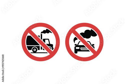 No Pollution Trucks and Cars Signs