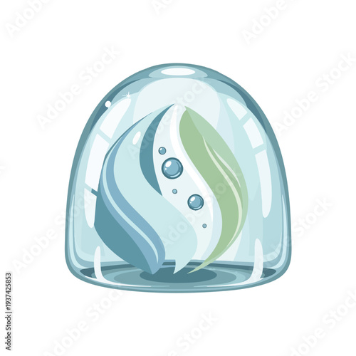Elegant Glass Dome Encasing Abstract Ocean Wave Art