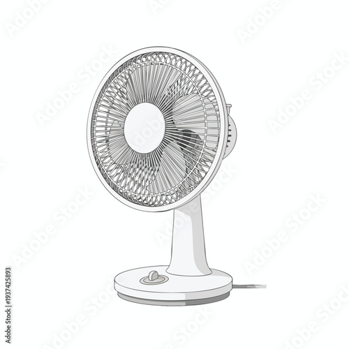 Modern White Oscillating Desk Fan for Home and Office Use