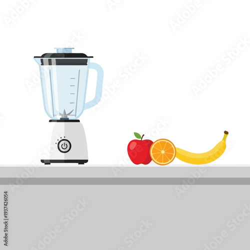 Modern kitchen blender with fresh fruit ingredients for healthy smoothies