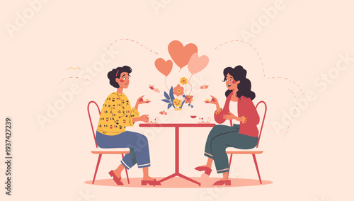 Couple having a romantic dinner together at a cozy table.