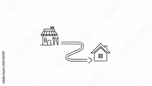 Simple house moving relocation icon.