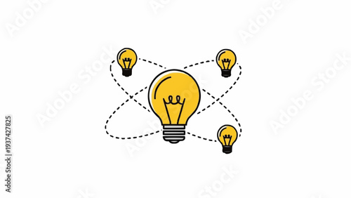 Yellow light bulb creative idea concept.