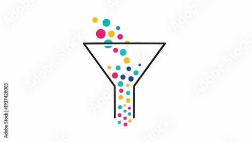 Colorful Funnel with Multicolored Dots.