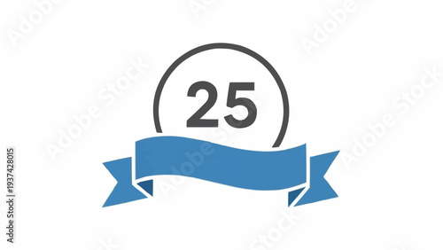 Number 25 on blue ribbon badge.
