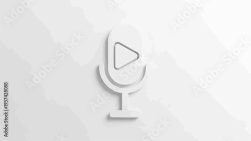 Play button on a microphone icon.
