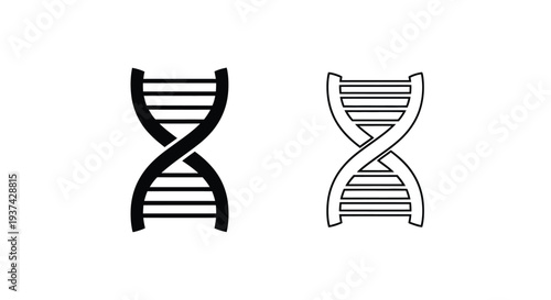 Set of 2 DNA helix icons vector, black and white