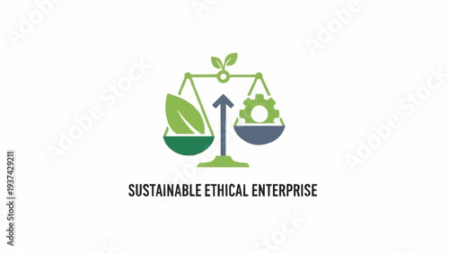 Sustainable Ethical Enterprise Logo with Scales.