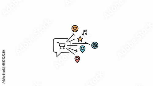 Social Media Icons Emerging from Speech Bubble.