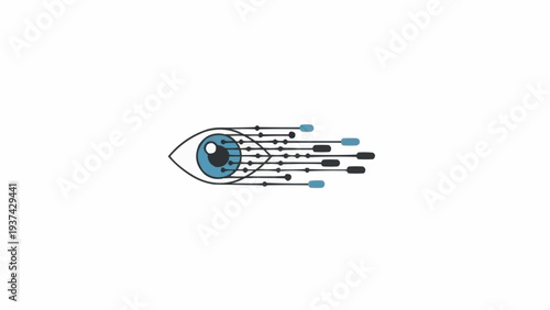Stylized Eye with Blue Iris and Eyelashes.