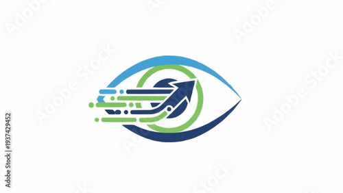 Stylized Eye Logo with Arrow Design.