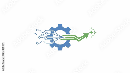 Stylized Gear with Sprouting Plant Illustration.