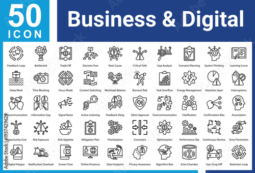Business & Digital Micro icon set and collection