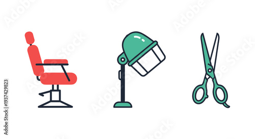 A set of barber tools on transparent background