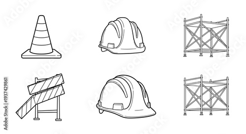 A set of construction icons on transparent background for commercial use
