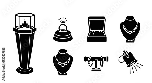 A collection of various jewelry items and accessories on transparent background
