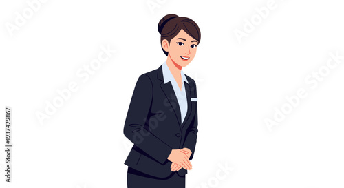 A confident businesswoman in a suit standing on transparent background