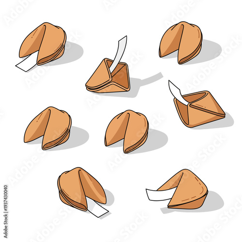 Fortune Cookies with Slips of Paper Inside.
