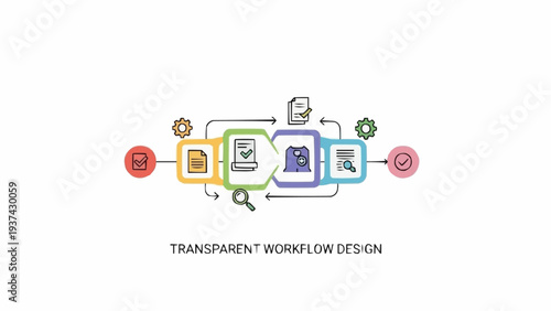 Transparent Workflow Design Infographic Elements.