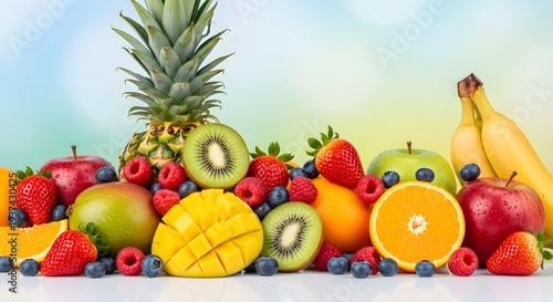 Vibrant Assortment of Fresh Fruits Displayed Together.