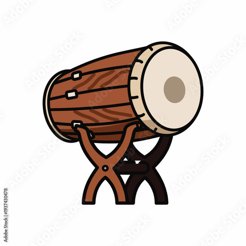 Drum on Stand Cartoon Illustration.